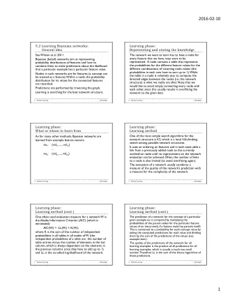 2016-02-10  5.2 Learning Bayesian networks:  Learning phase:  General idea  Representing and