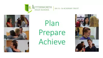 Plan  Prepare  Achieve  Personalised revision folder  - Examination handbook  - Personalised