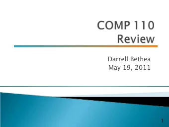 Darrell Bethea  May 19, 2011  1  Program 2 due Monday  Program 3 assigned today  Midterm