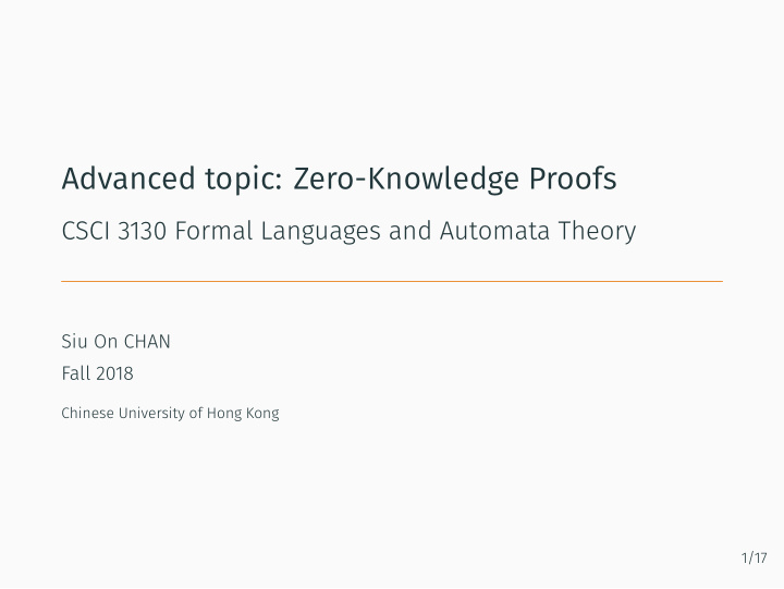 advanced topic zero knowledge proofs