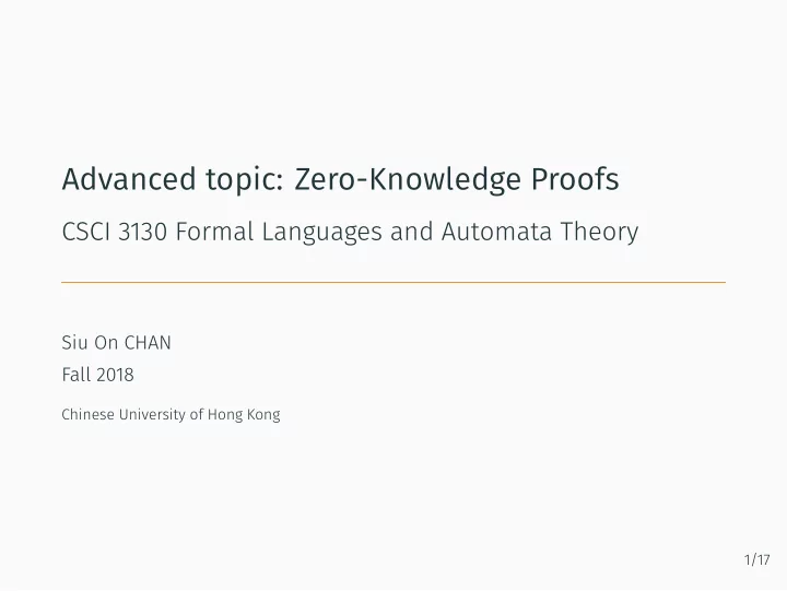 advanced topic zero knowledge proofs