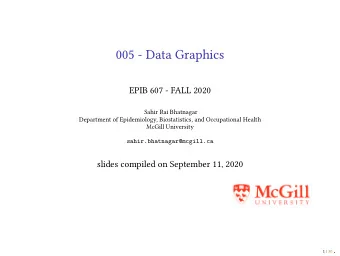 005 - Data Graphics  EPIB 607 - FALL 2020  Sahir Rai Bhatnagar  Department of Epidemiology,