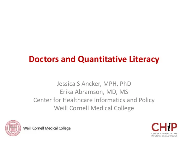 doctors and quantitative literacy