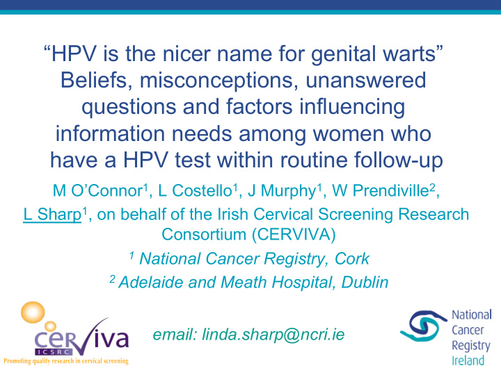hpv is the nicer name for genital warts beliefs