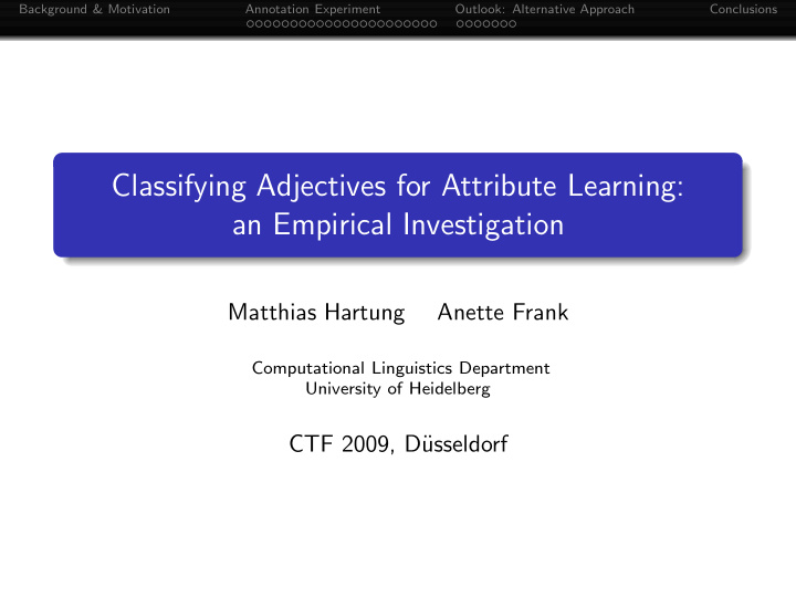 classifying adjectives for attribute learning an