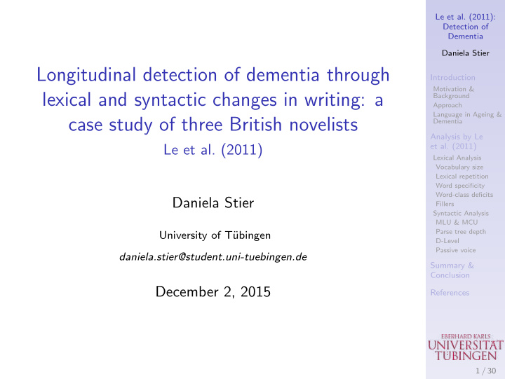 longitudinal detection of dementia through