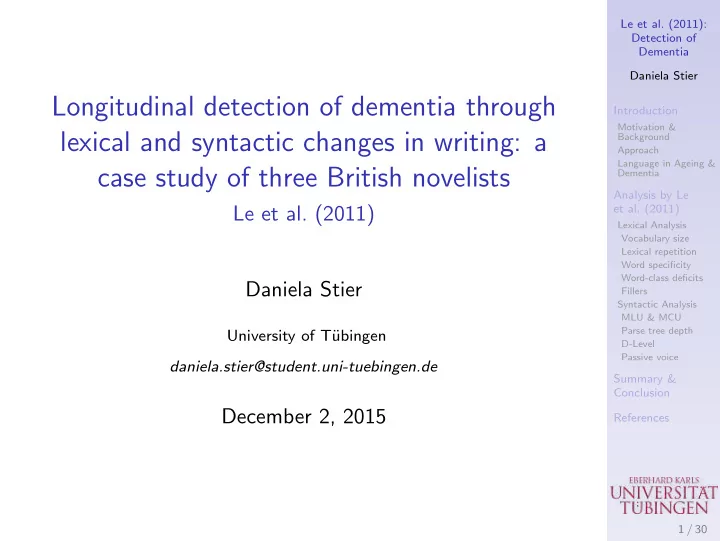longitudinal detection of dementia through