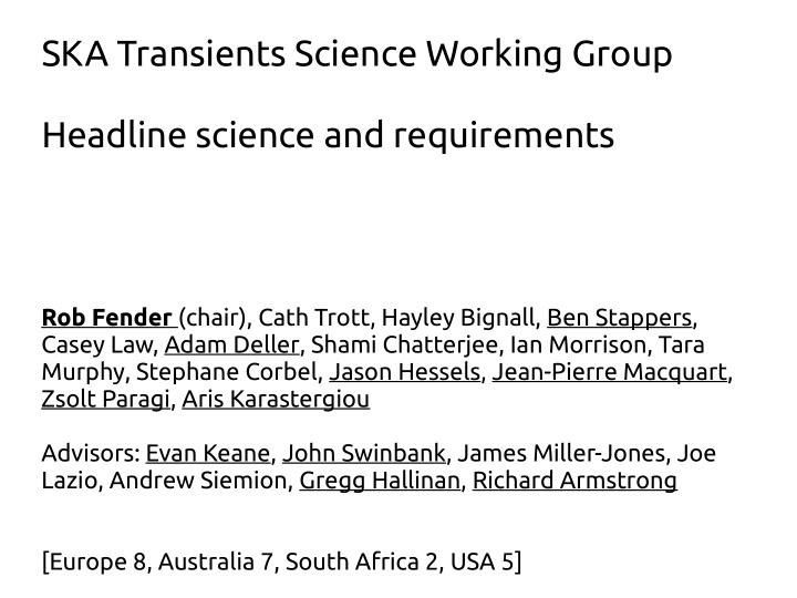 ska transients science working group headline science and