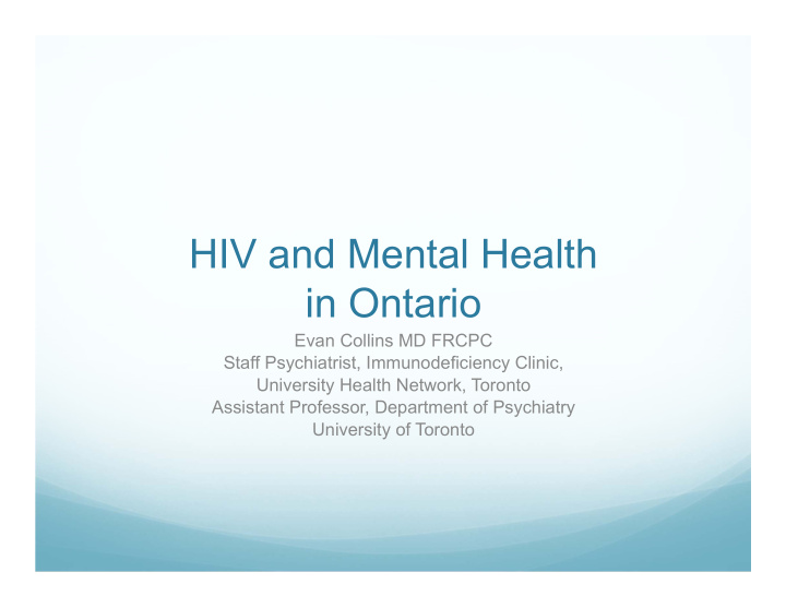hiv and mental health in ontario
