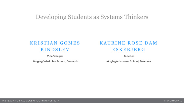 developing students as systems thinkers