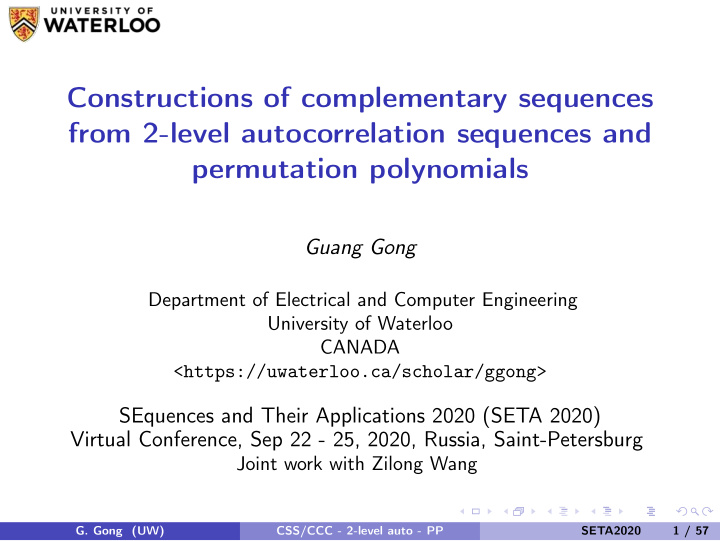 constructions of complementary sequences from 2 level