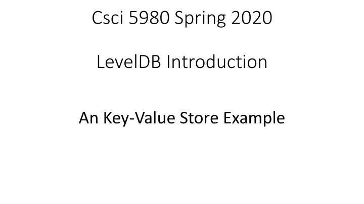 csci 5980 spring 2020 leveldb introduction