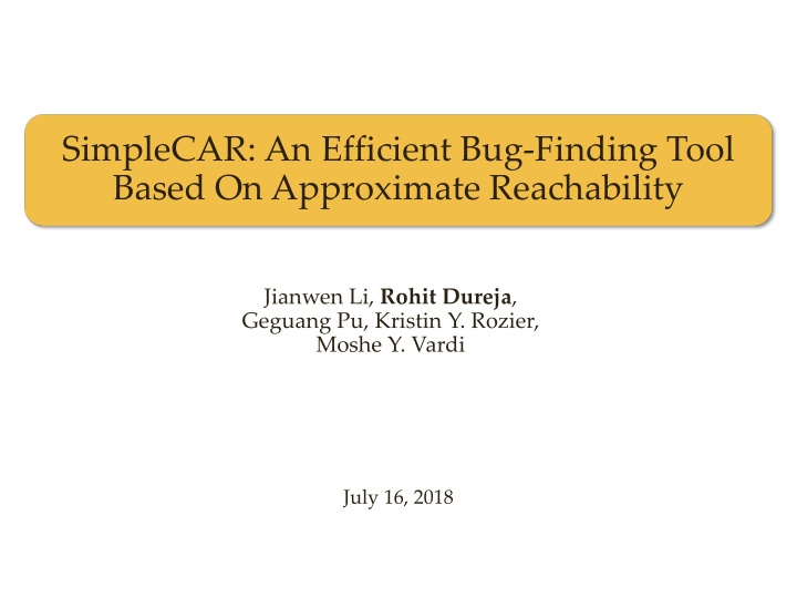 simplecar an efficient bug finding tool based on