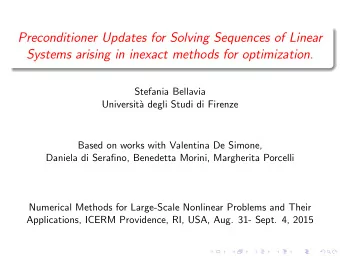 Preconditioner Updates for Solving Sequences of Linear  Systems arising in inexact methods for