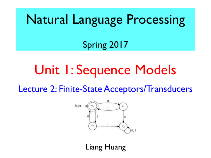 unit 1 sequence models
