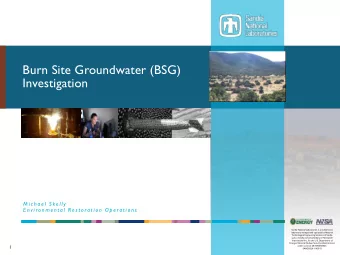 Burn Site Groundwater (BSG)  Investigation  M i c h a e l  S ke l l y  E n v i ro n m e n t a l  R