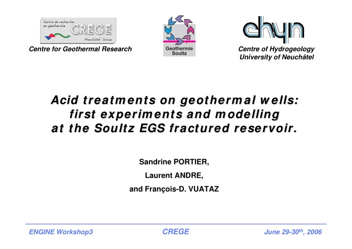 acid treatm ents on geotherm al w ells acid treatm ents