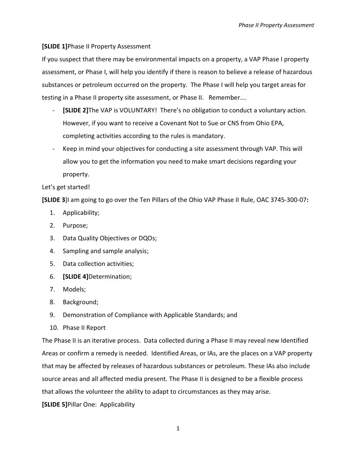 slide 1 phase ii property assessment if you suspect that
