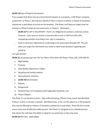 [SLIDE 1] Phase II Property Assessment If you suspect that there may be environmental impacts on a