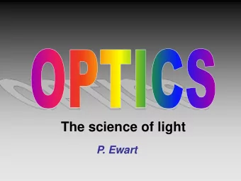 The science of light  P. Ewart Oxford Physics: Second Year, Optics  Lecture notes: On web site