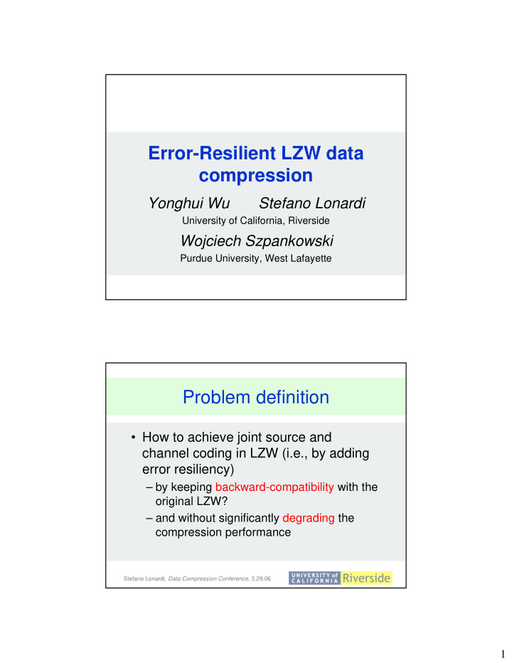 error resilient lzw data compression