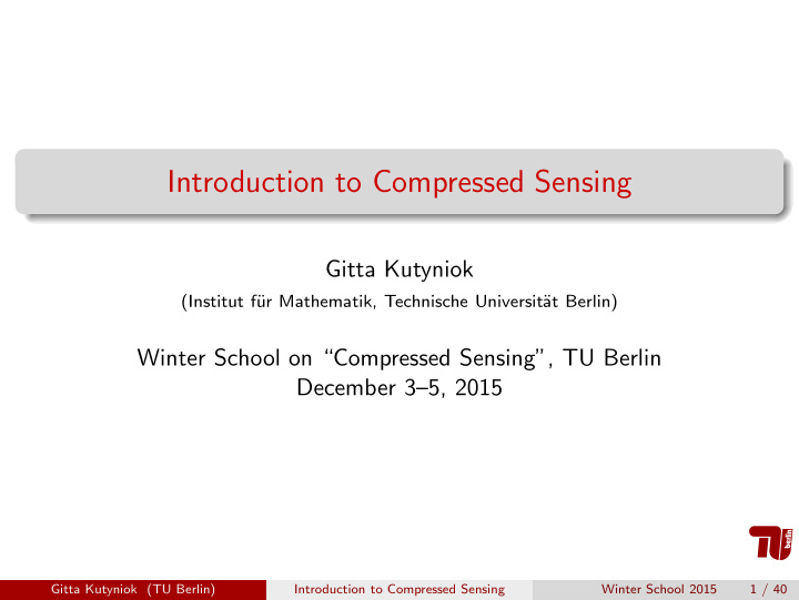 introduction to compressed sensing