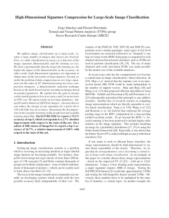 High-Dimensional Signature Compression for Large-Scale Image Classification  Jorge S  anchez and
