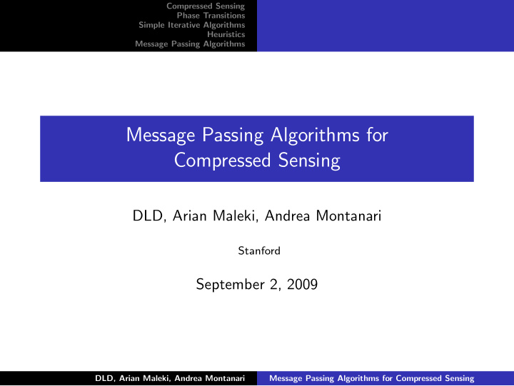 message passing algorithms for compressed sensing