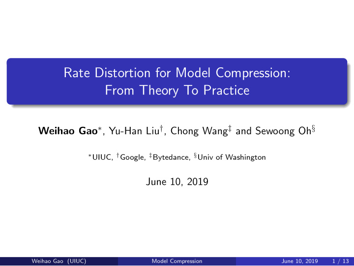 rate distortion for model compression from theory to