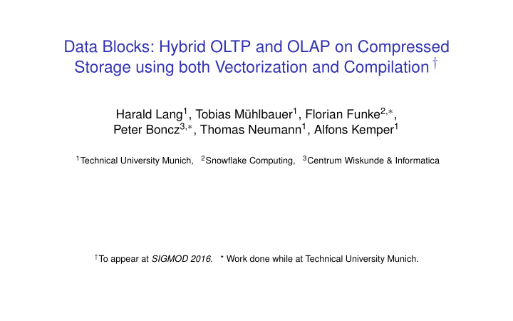 data blocks hybrid oltp and olap on compressed