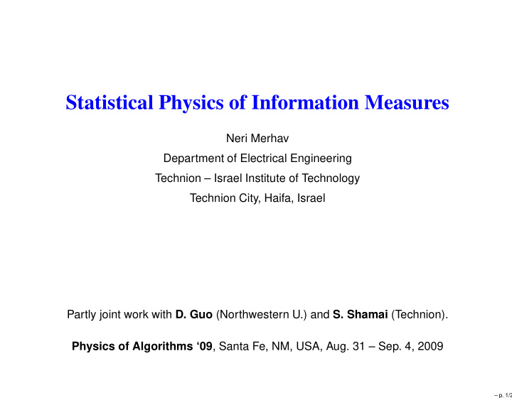 statistical physics of information measures