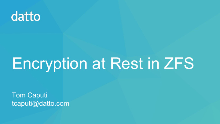 encryption at rest in zfs