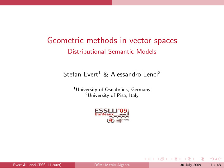 geometric methods in vector spaces