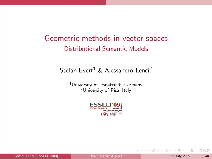 geometric methods in vector spaces
