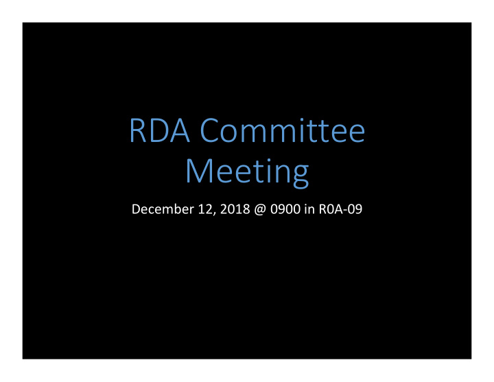 rda committee meeting