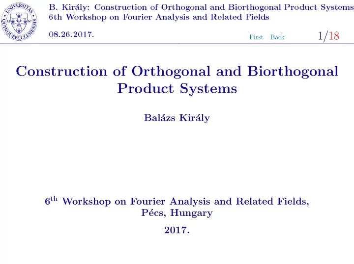 construction of orthogonal and biorthogonal product