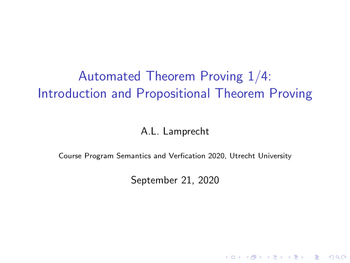 automated theorem proving 1 4 introduction and