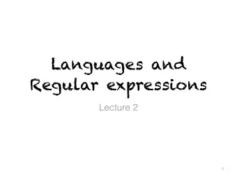 Languages and   Regular expressions  Lecture 2  1  Strings, Sets of Strings, Sets of  Sets of