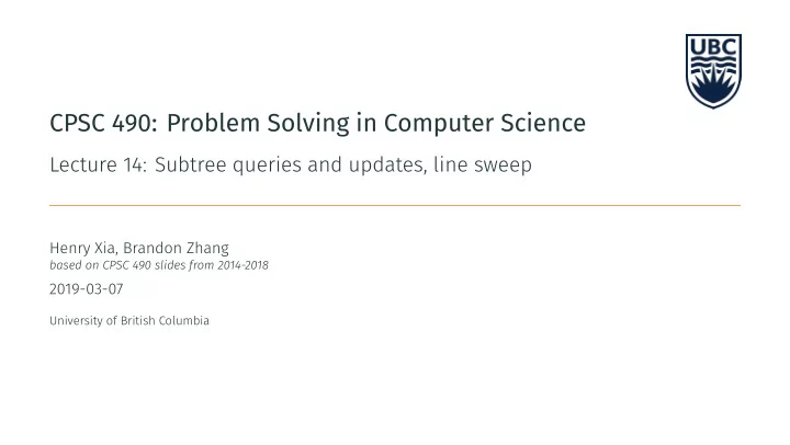 cpsc 490 problem solving in computer science