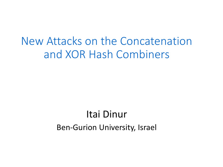 new attacks on the concatenation