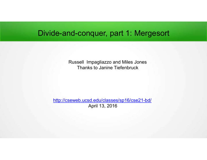 divide and conquer part 1 mergesort