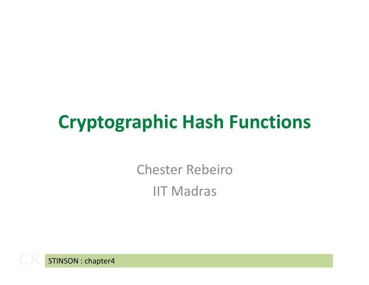 cryptographic hash functions