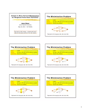 1  The Minimization Problem  The Minimization Problem  Input: A DFA (deterministic finite-state