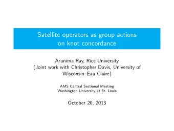 Satellite operators as group actions  on knot concordance  Arunima Ray, Rice University  (Joint