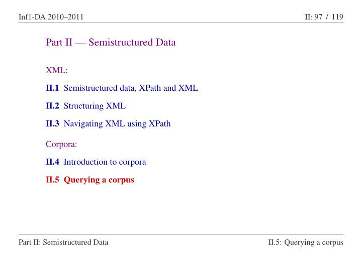 part ii semistructured data