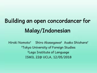 Building  ilding an  an op  open  en con  oncordancer  ordancer for  or  Mal  alay  ay/In