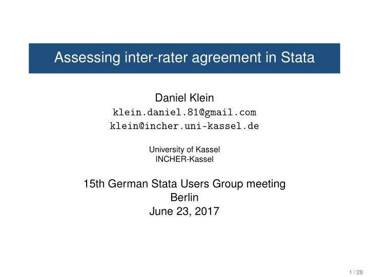 assessing inter rater agreement in stata