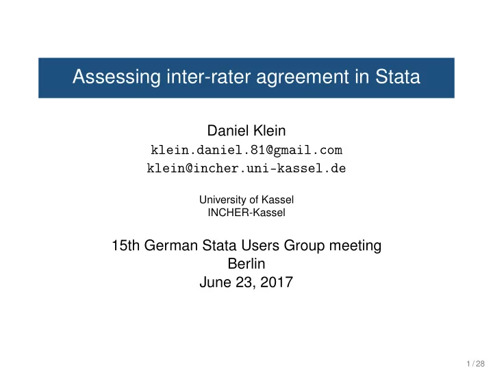 assessing inter rater agreement in stata