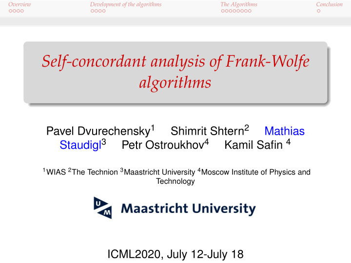self concordant analysis of frank wolfe algorithms