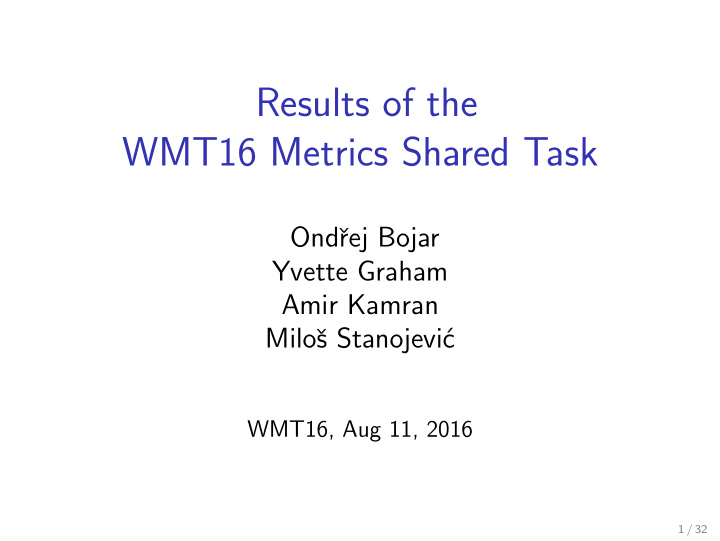 results of the wmt16 metrics shared task
